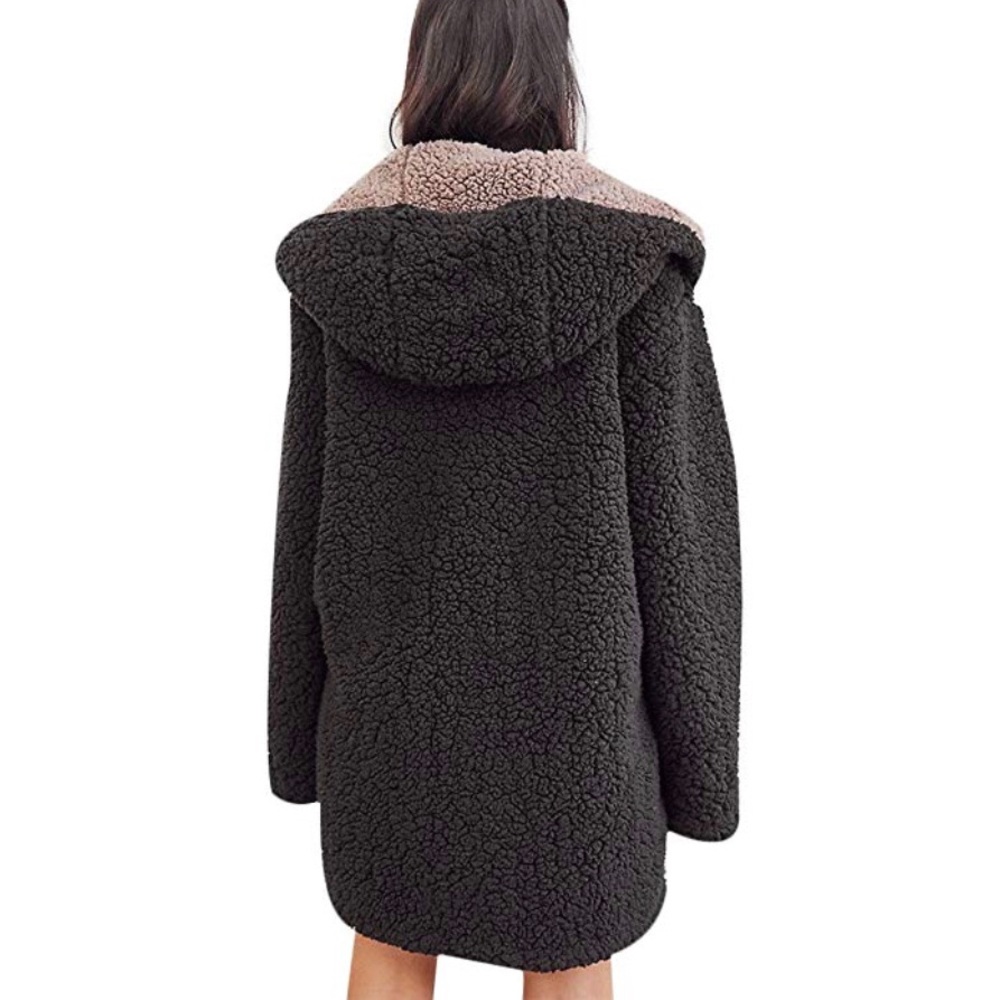 NEW Fuzzy Faux Fur Reversible Cardigan Coat - Picture 4 of 6